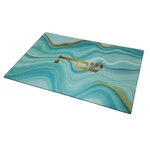 Turquoise Glass Challah tray  38x28 cm