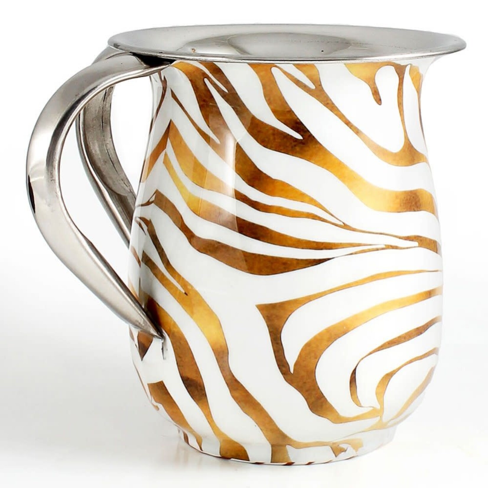 Stainless Steel Washing Cup with Gold Enamel Décor