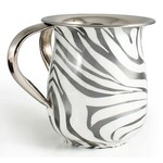 Stainless Steel Washing Cup with Silver Enamel Décor