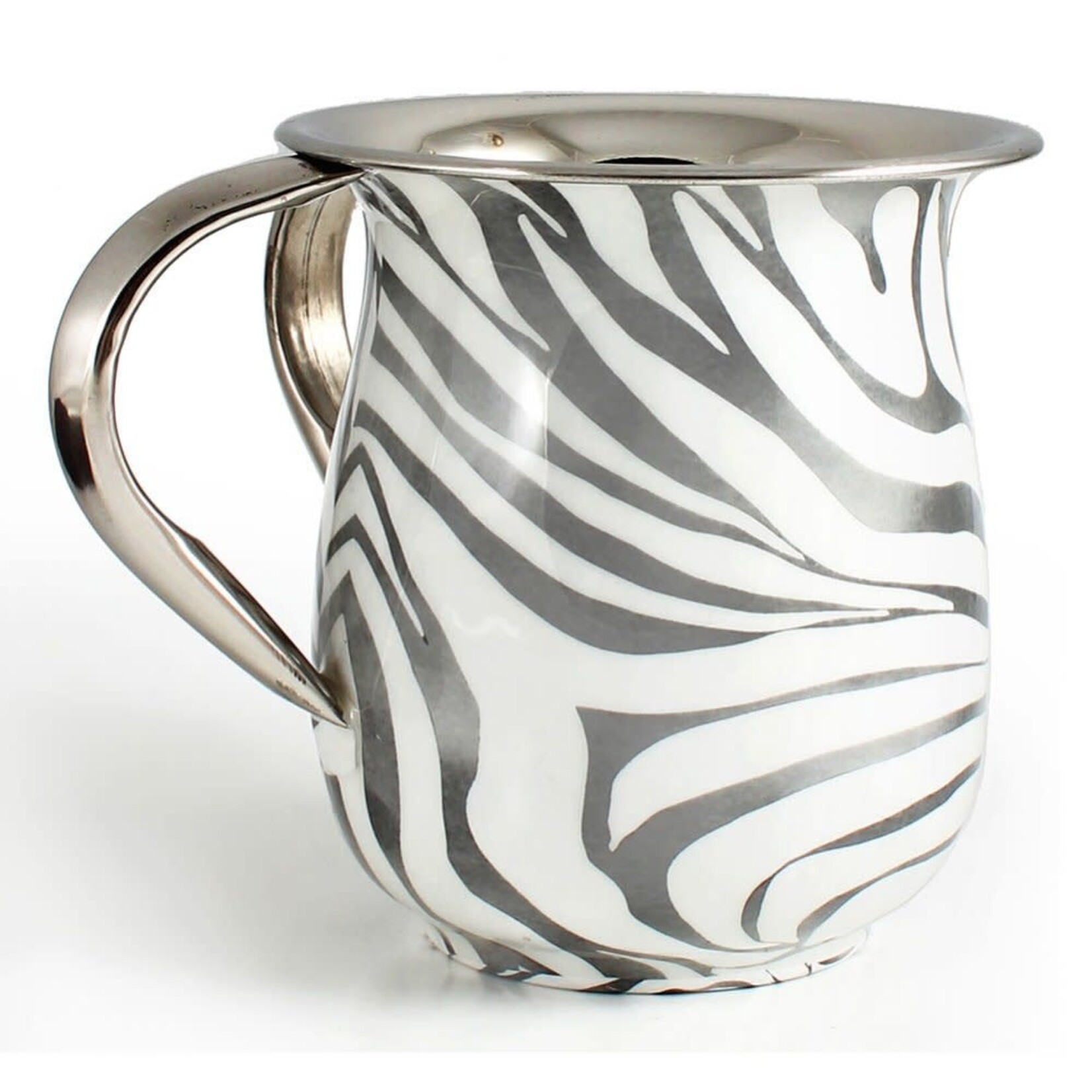 Stainless Steel Washing Cup with Silver Enamel Décor