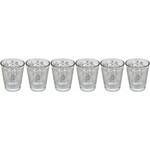 Kiddush Cup Set, Glass, 6pcs - Jerusalem Design
