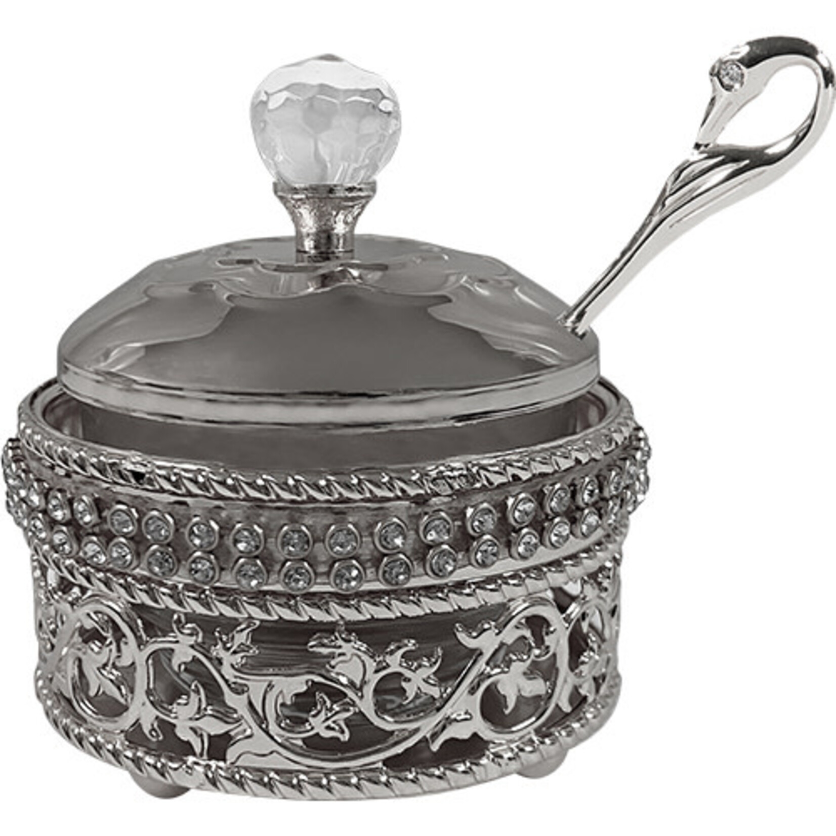 Honey Dish with Metal Filigree