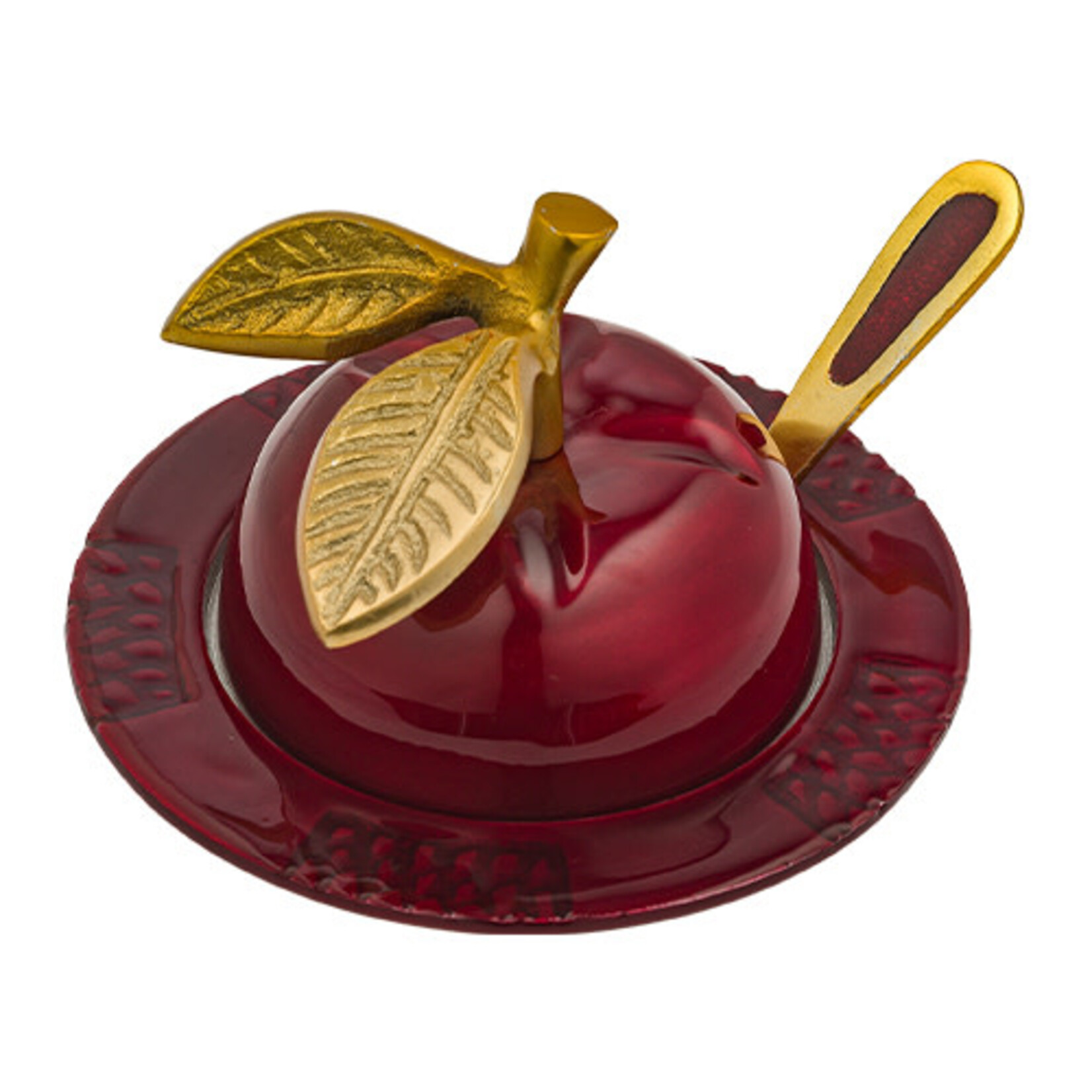 Aluminum Apple Honey Dish with Spoon