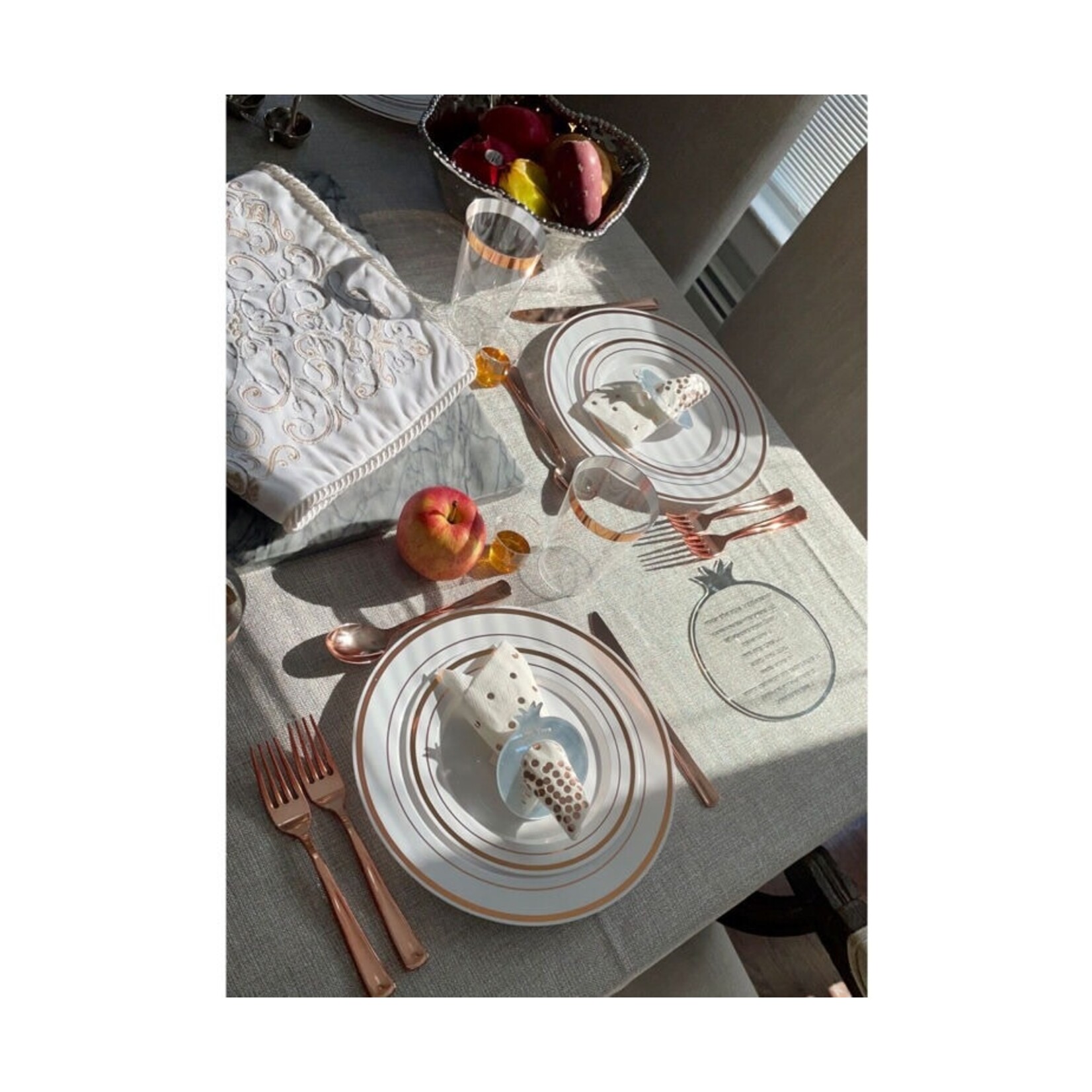 Rosh Hashanah Simanim Card, Lucite with Silver