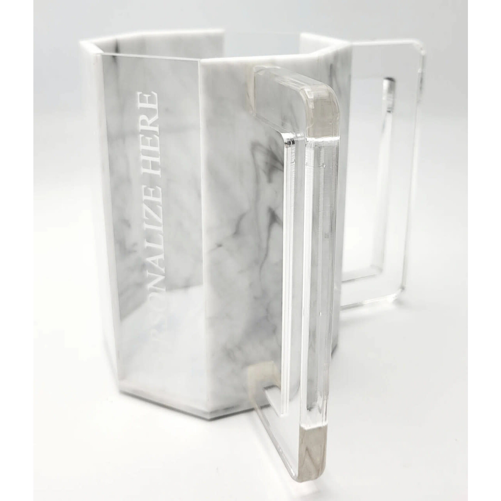 Lucite Washing Cup, Hexagon Shape with Marble Design