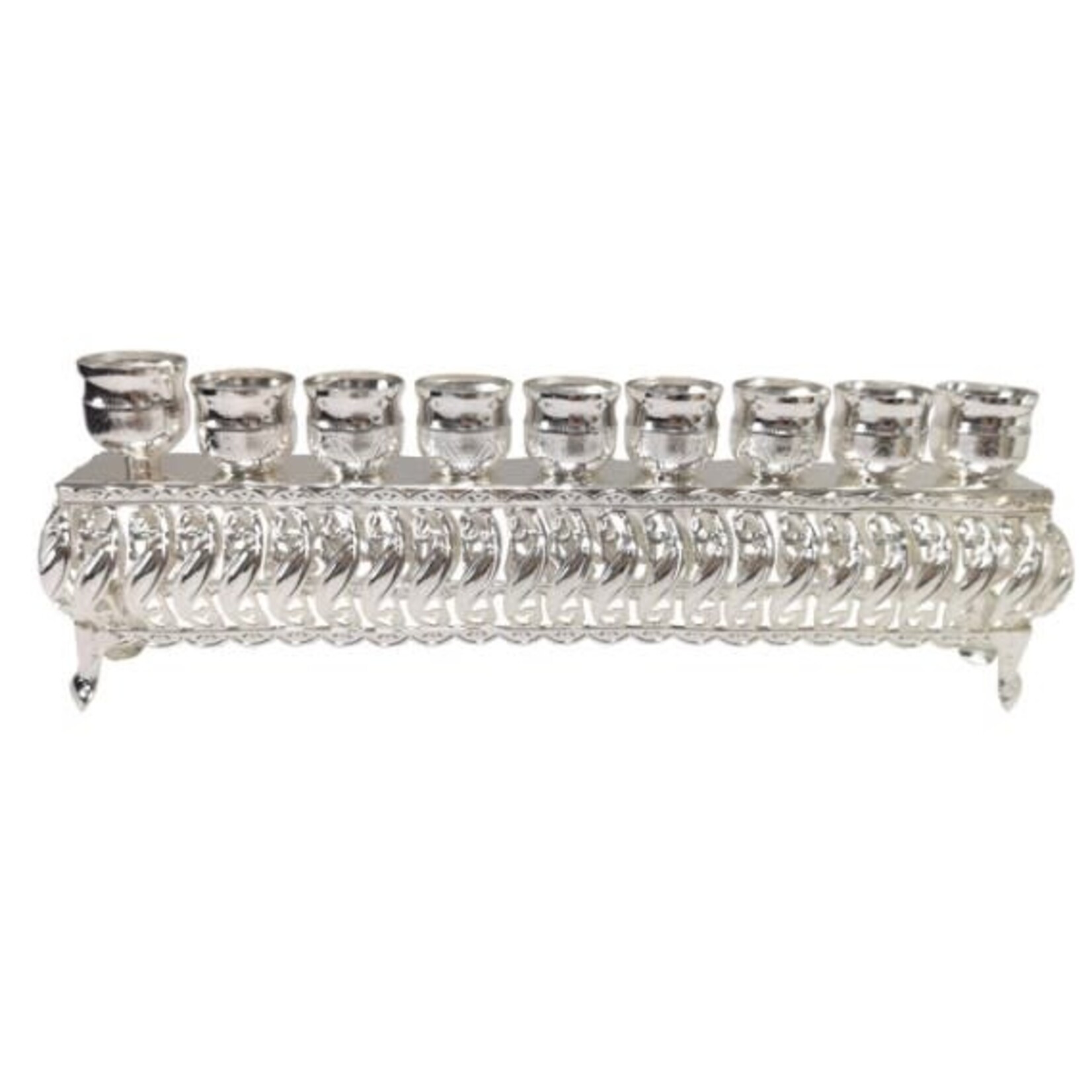 Strip Menorah, Silver Plated