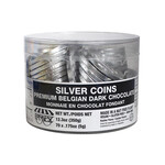 Silver Chocolate Chanukah Gelt, Bittersweet Pareve, Tub of 70 Coins