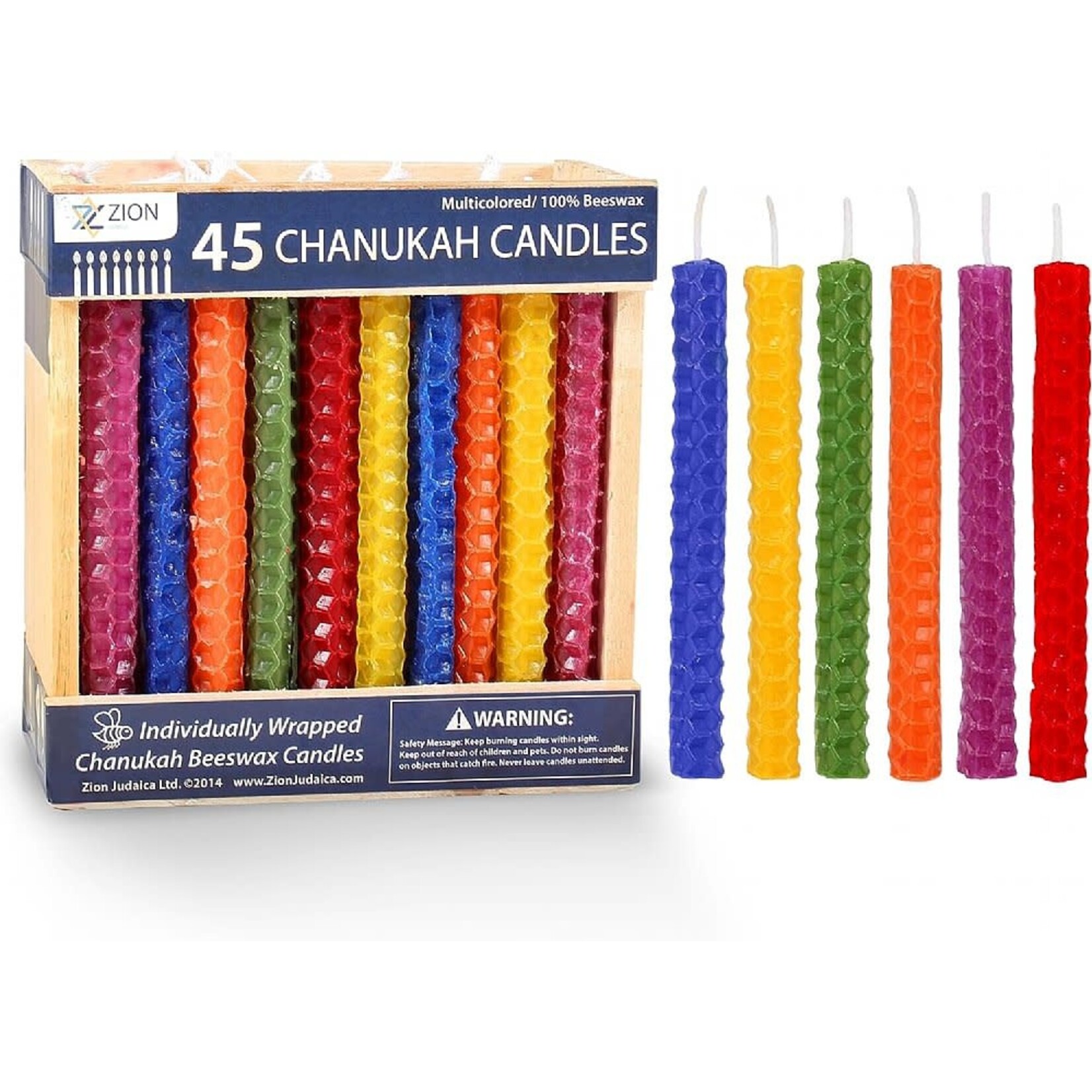Chanukah Candles, Hand-Rolled Multicolour Beeswax