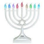 LED Menorah with Colour-Changing Lights, Pearl White, 13-inch
