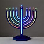 LED Menorah with Colour-Changing Lights, Navy, 13-inch