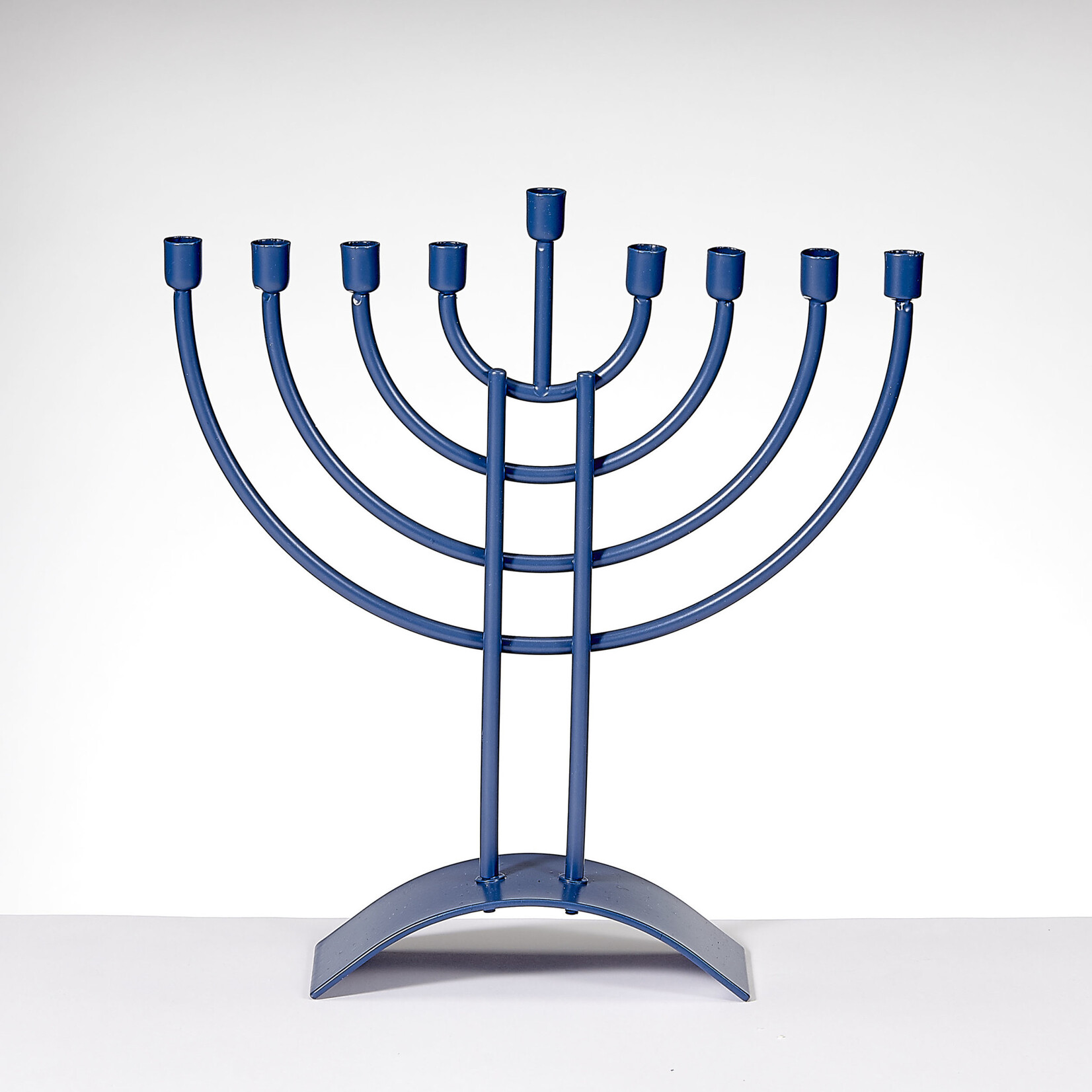 Traditional Menorah, Slate Blue Steel, 8x9 inch