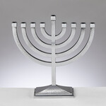 Traditional Menorah, Hammered Aluminum with Polished Finish, 8½x8½ inches