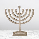 Traditional Menorah, Hammered Aluminum with Pewter Finish, 8½x8½ inches