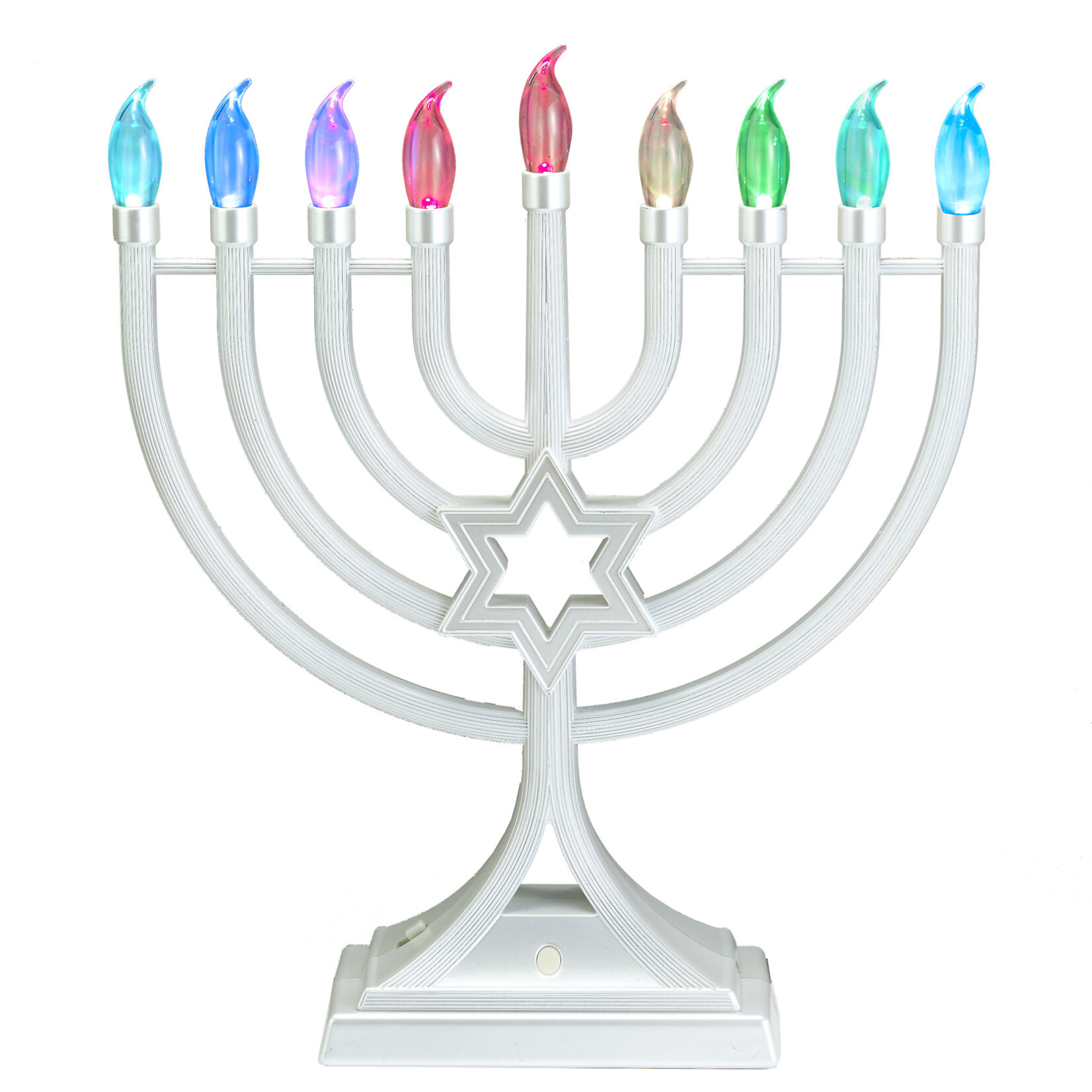 LED Menorah with Colour-Changing Lights, Pearl White, 13-inch
