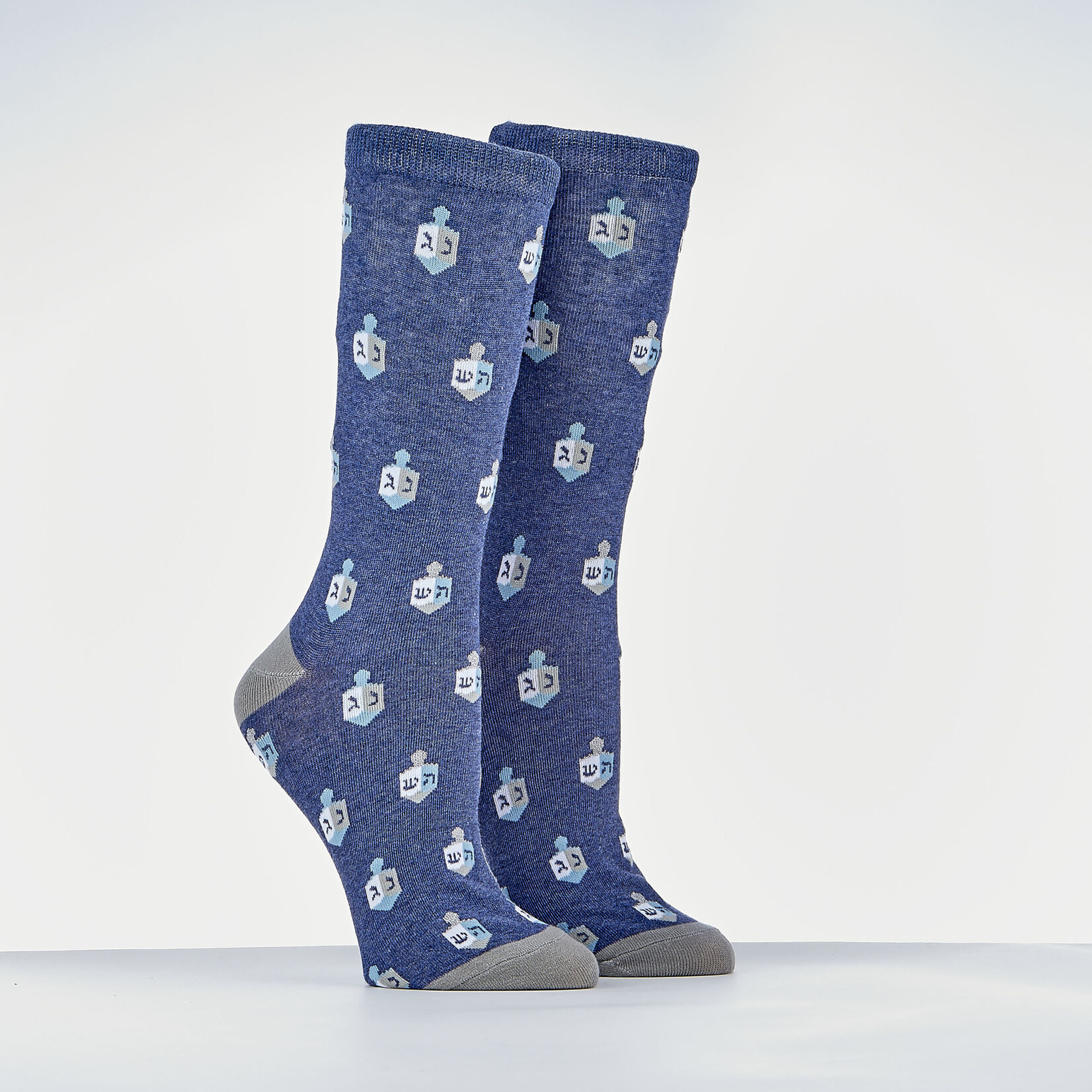Chanukah Adult Socks, ''Dreidels'', Cotton Blend