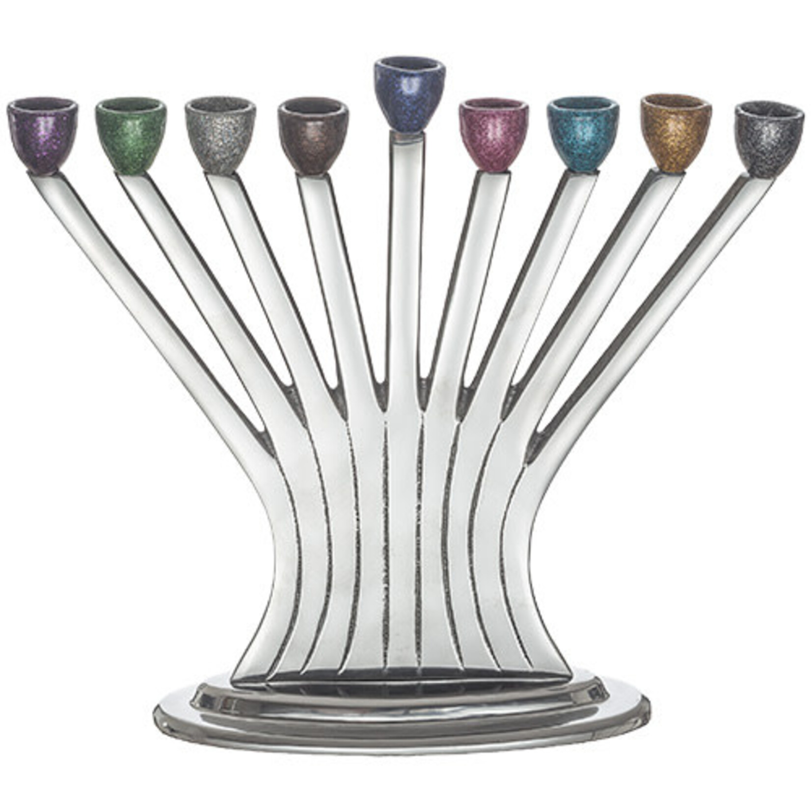 Menorah, Aluminum with Multicolour Cups
