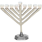 Menorah, Aluminum with Mother-of-Pearl Cups