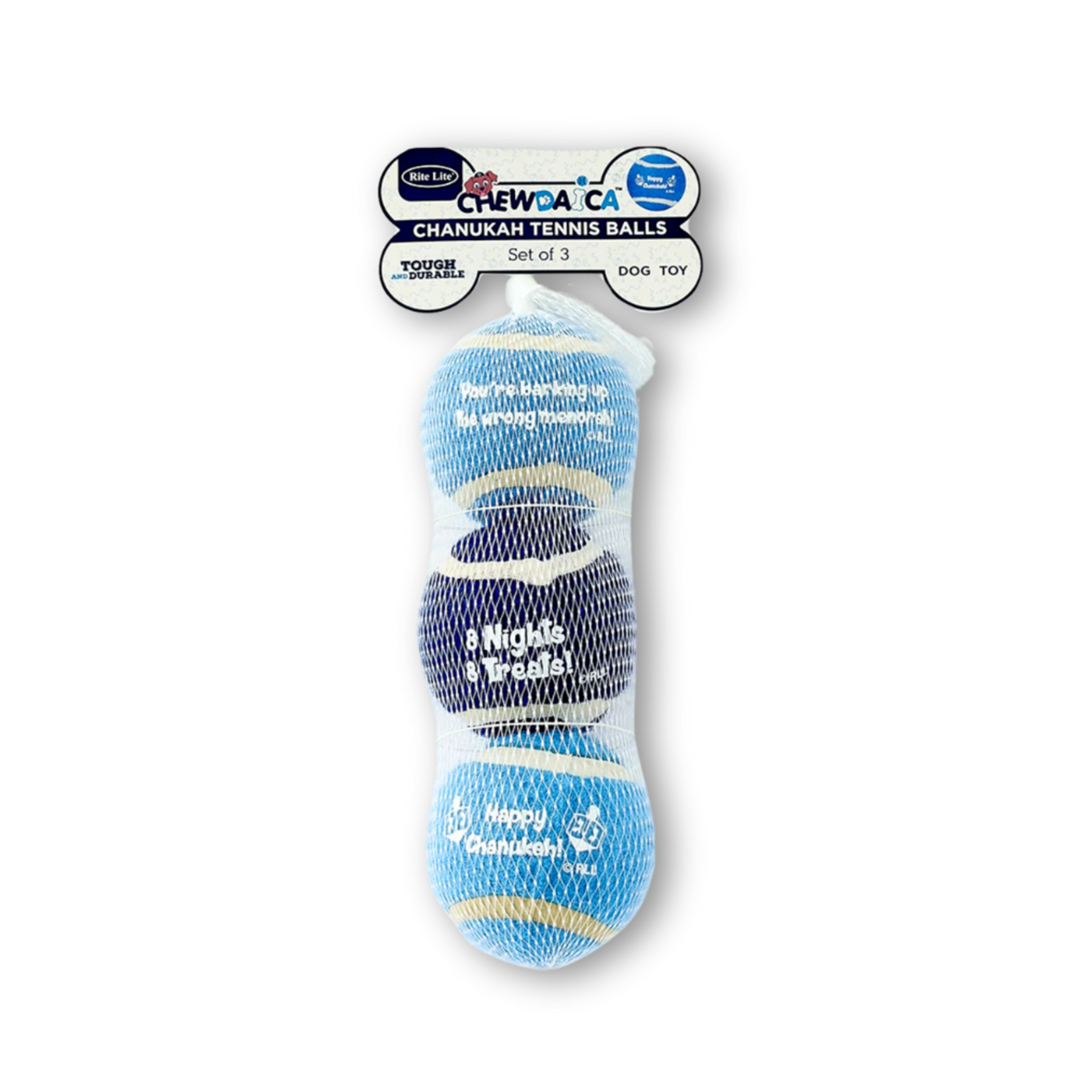 Chanukah Dog Toy, Tennis Balls, Set of 3