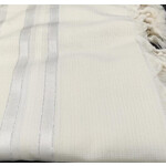 Tallit ''LaMenatze'ach'' Non-Slip, Size 60, White with Silver - Sephardi