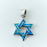 Magen David Pendant, Sterling Silver with Turquoise Enamel