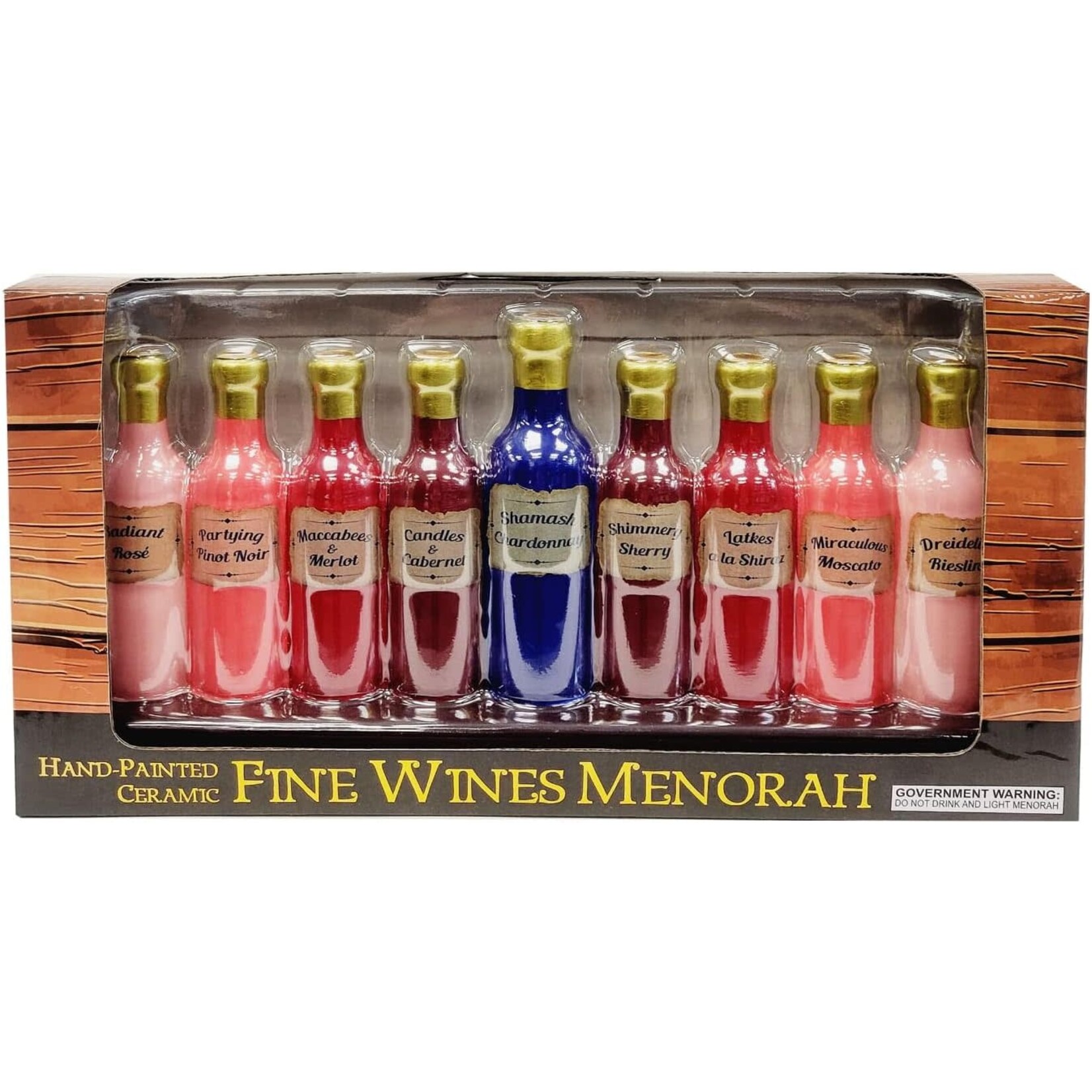 'Fine Wines'' Ceramic Menorah