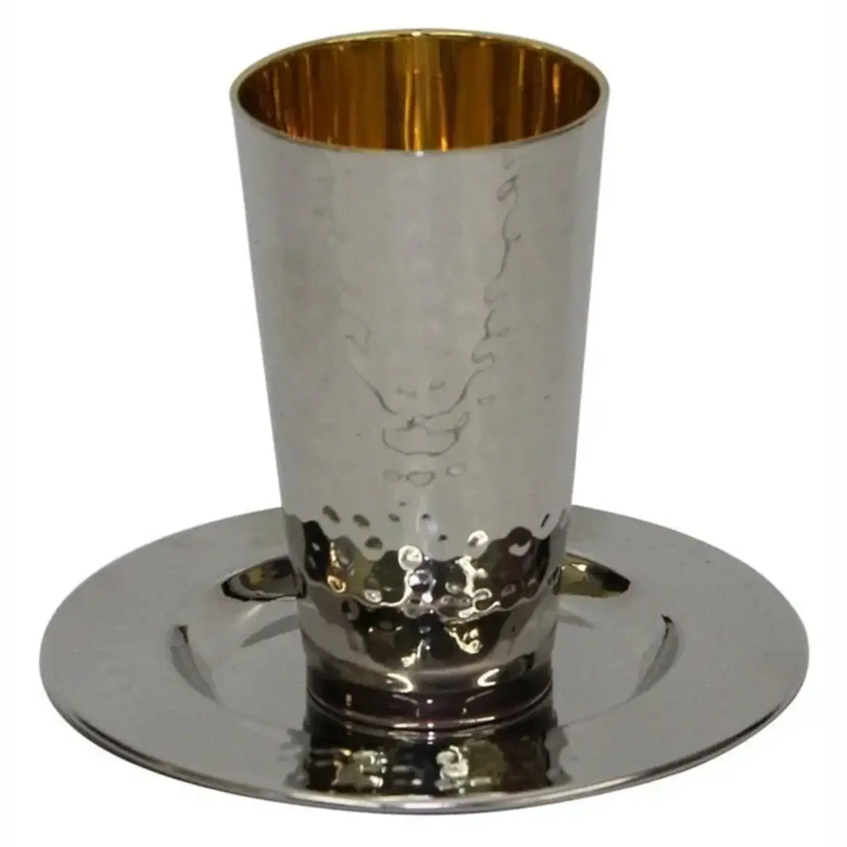 Nickel Kiddush Cup Set, Hammered