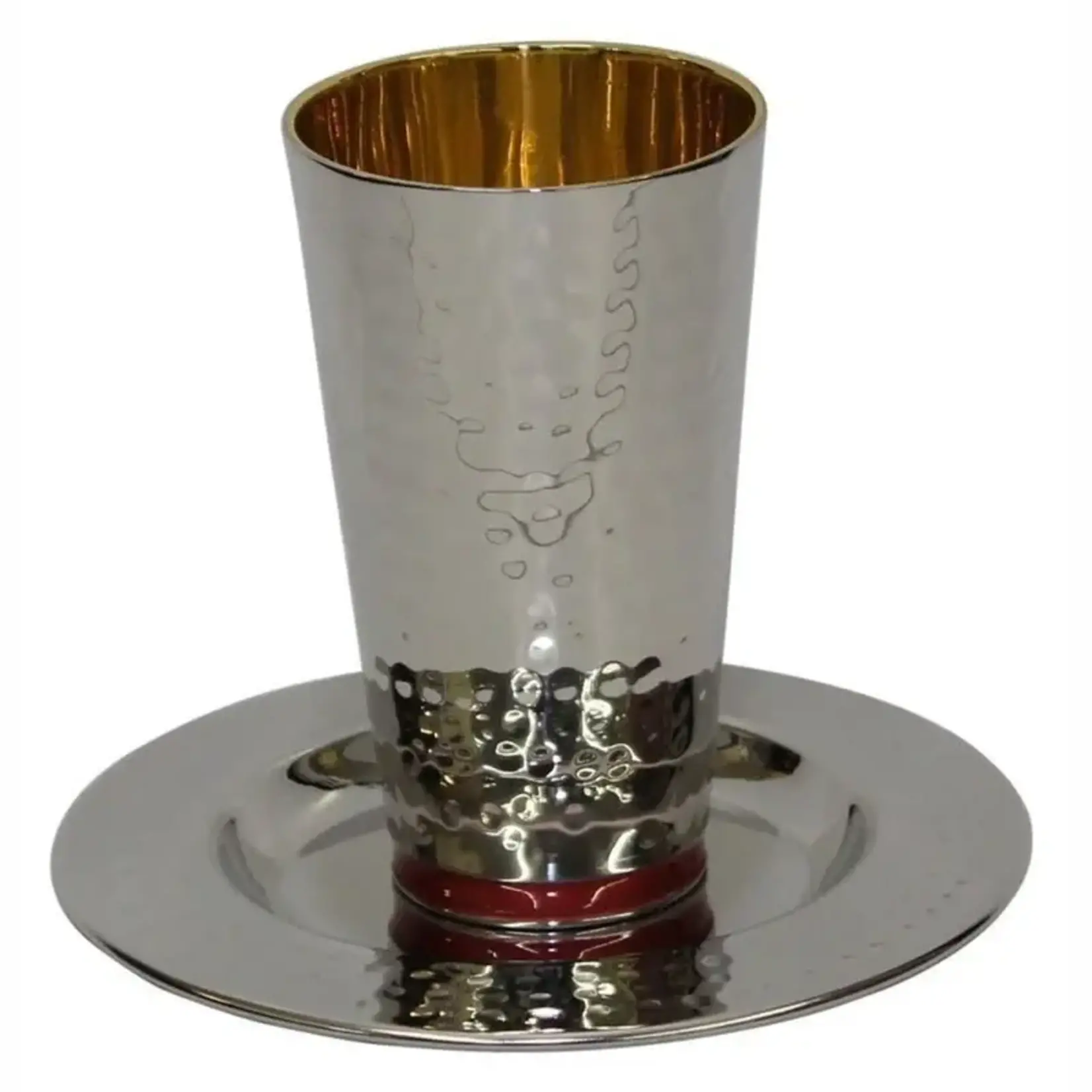 Nickel Kiddush Cup Set, Hammered