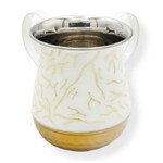 Washing Cup, Stainless Steel, White with Gold Veins, Gold Bottom