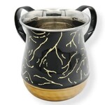 Washing Cup, Stainless Steel, Black with Gold Veins, Gold Bottom