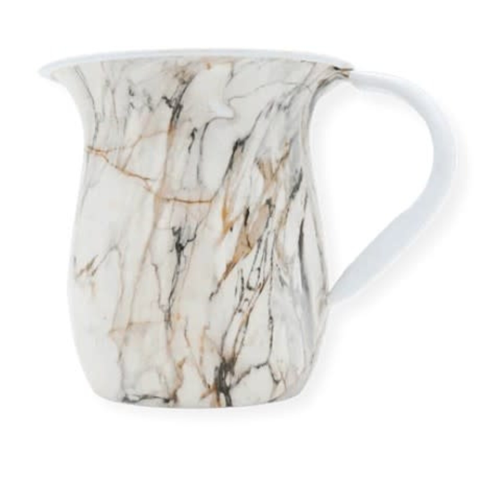 Washing Cup, Stainless Steel, White & Marble