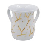 Washing Cup, Stainless Steel, White with Gold Veins