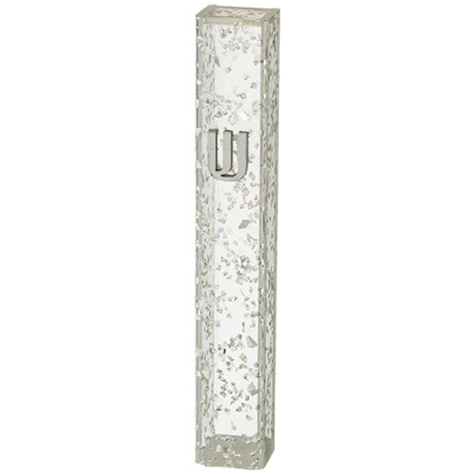Acrylic Mezuzah - Glitter White, 12 cm