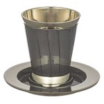 Kiddush Cup with Saucer – Gray (9 cm)