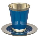 Kiddush Cup with Saucer – Blue (9 cm)