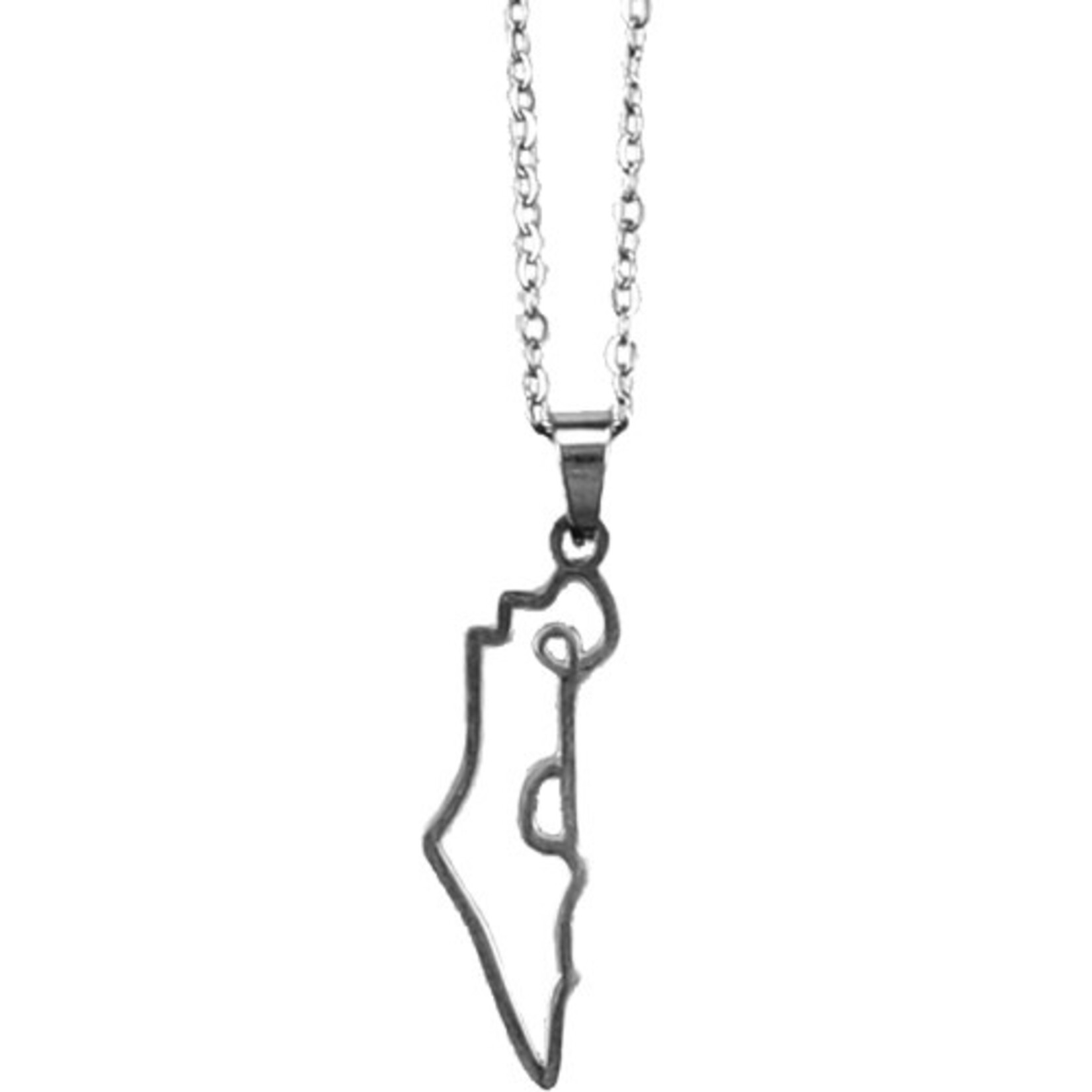 Stainless Steel Israel Map Necklace - 50 cm
