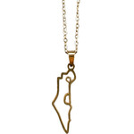 Gold-Tone Stainless Steel Israel Map Necklace - 50 cm