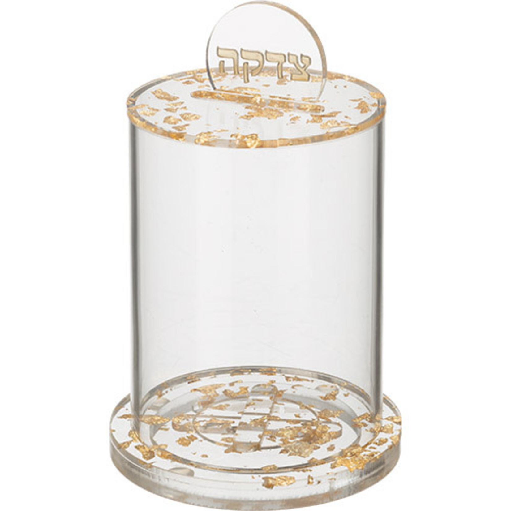 Gold Acrylic Tzedakah Box (16x10 cm)