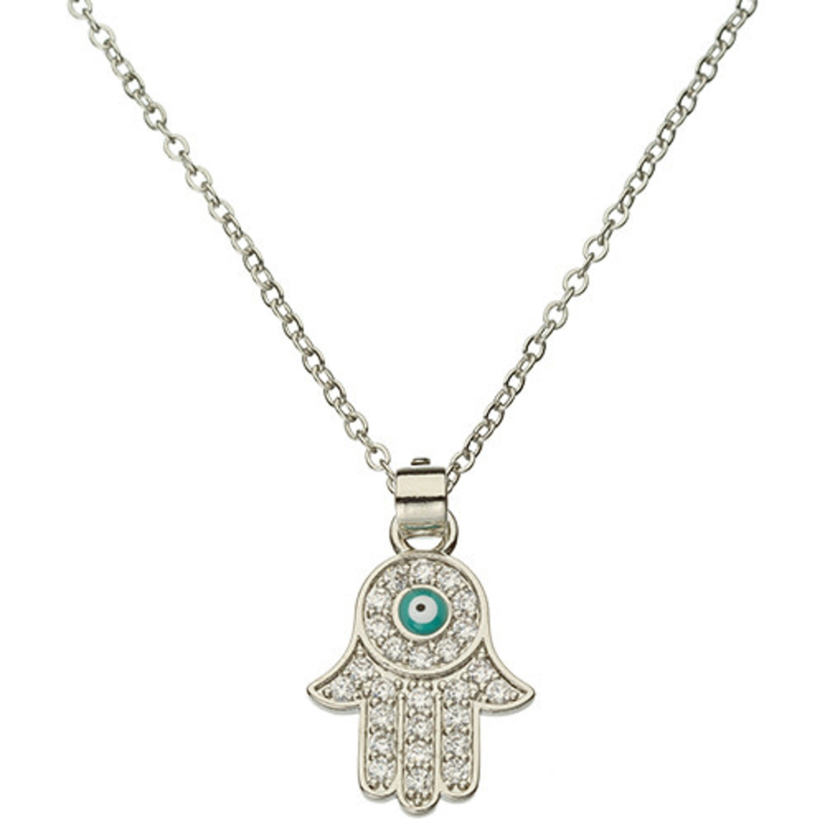 Hamsa Necklace, Eye, Nickel