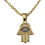 Hamsa Necklace, Gold Finish