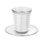 Stemless Kiddush Cup with Saucer 9 cm - White and Silver