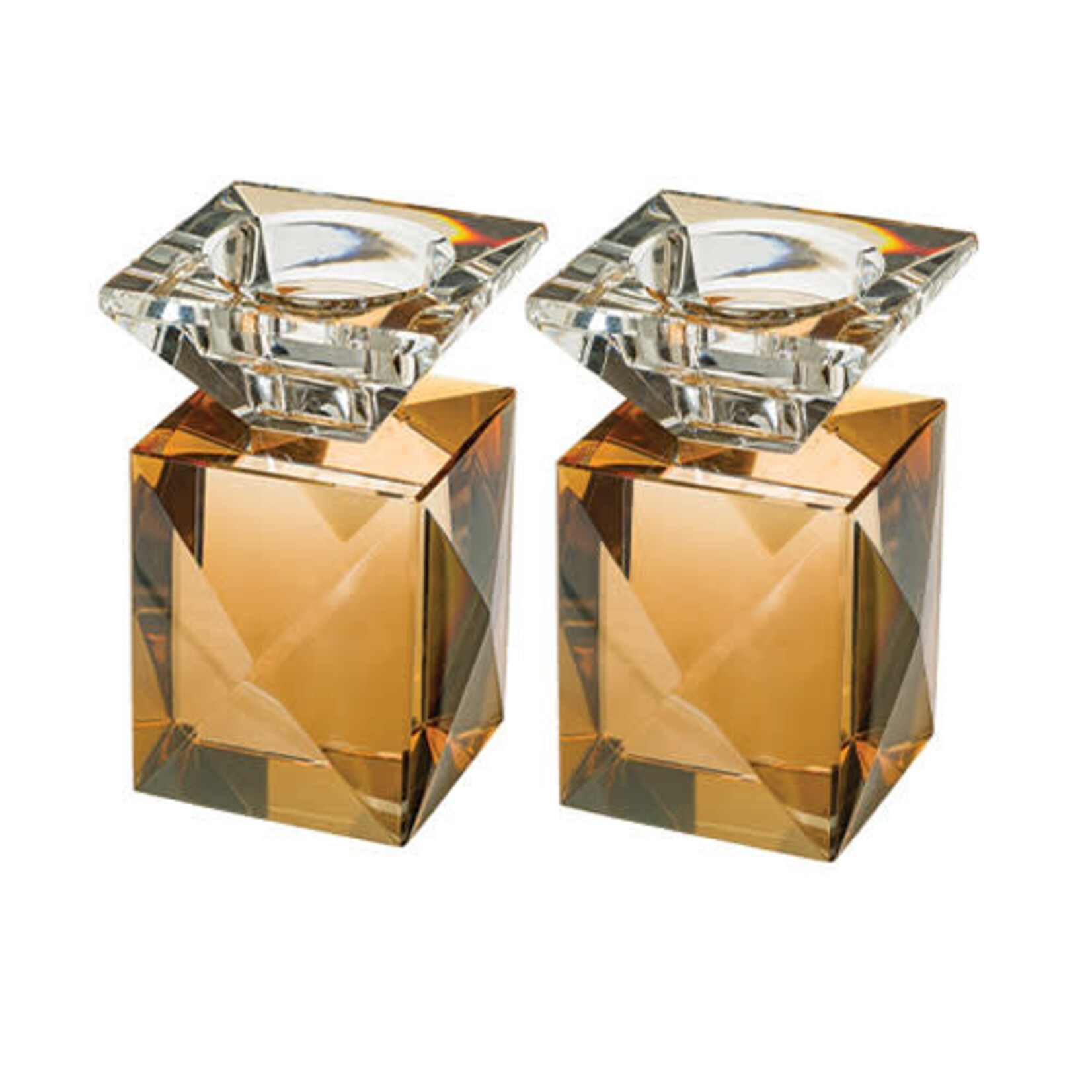 Crystal Candlesticks - Amber