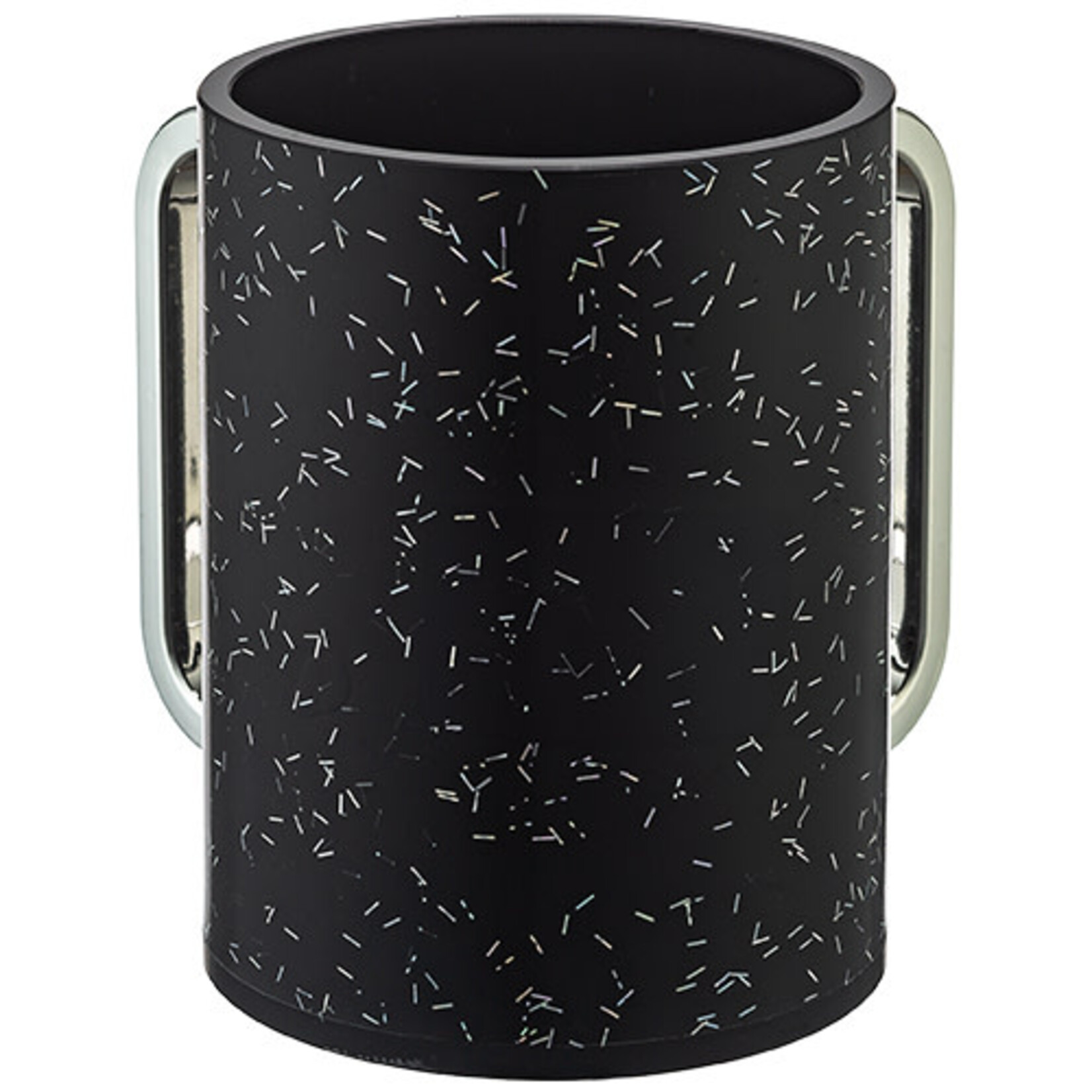 Acrylic Washing Cup 13 cm - Black with Silver Sparkles