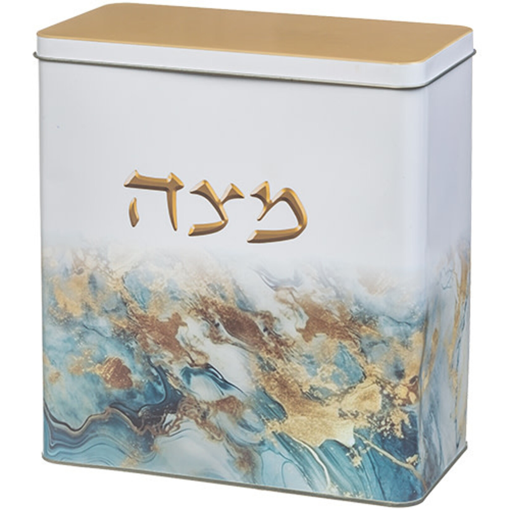 Tin Matzah Box 20.5*19 cm Blue Marble