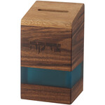 Wooden Tzedakah Box with Turquoise 14 cm