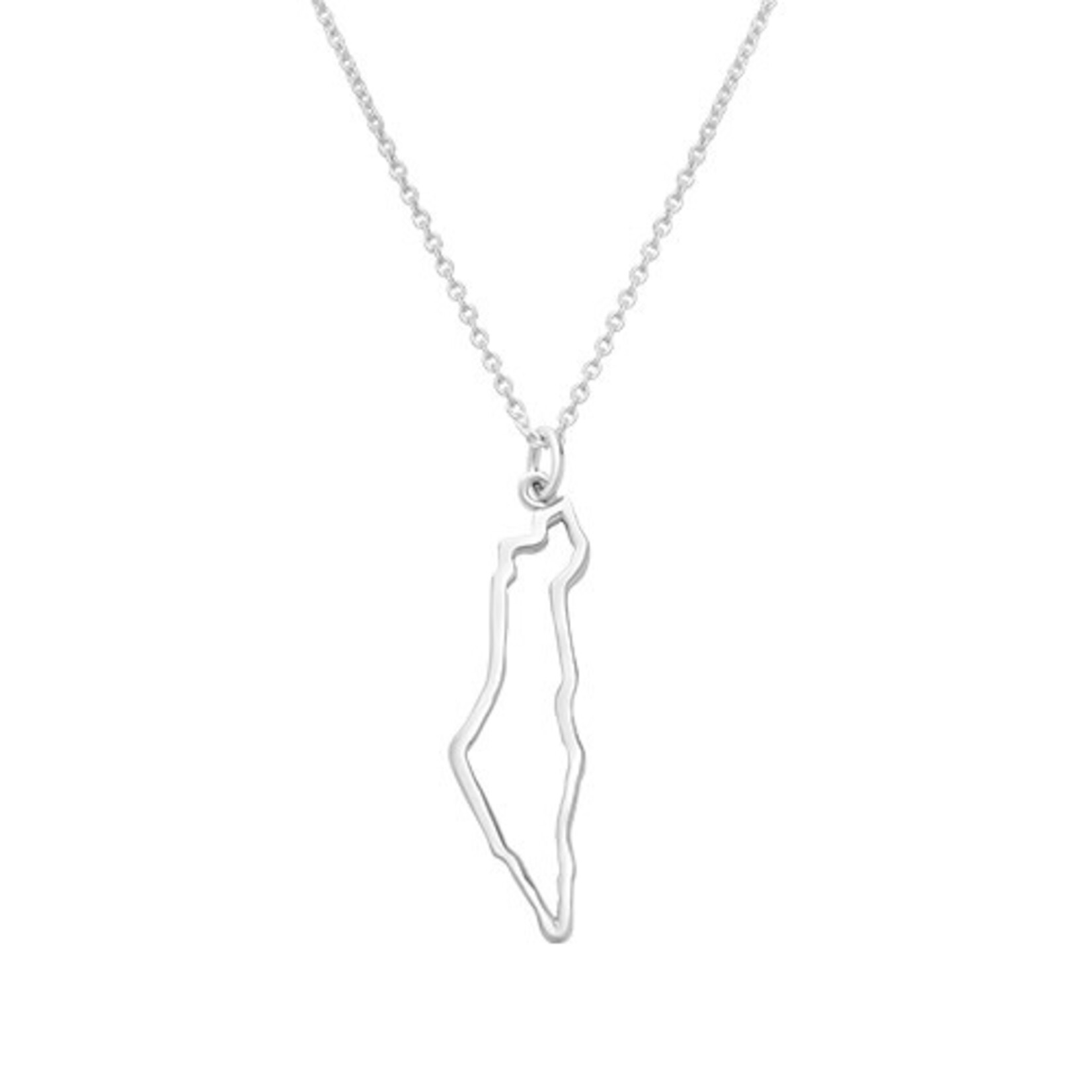 Necklace - 925 Sterling Silver Israel Map