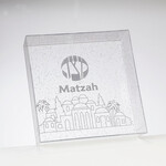 Matzah Tray, Clear with Glitter, 8-inch Square