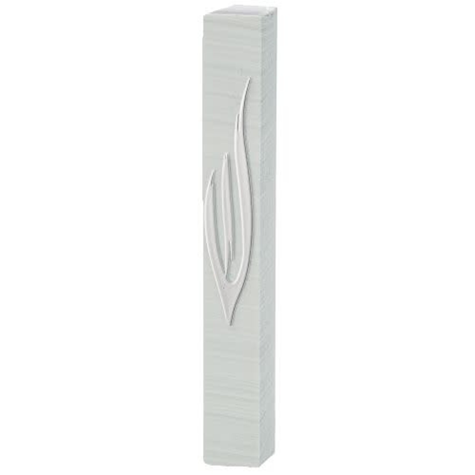 Heavy Dute Plastic Mezuzah, Silver Stripes, 12cm