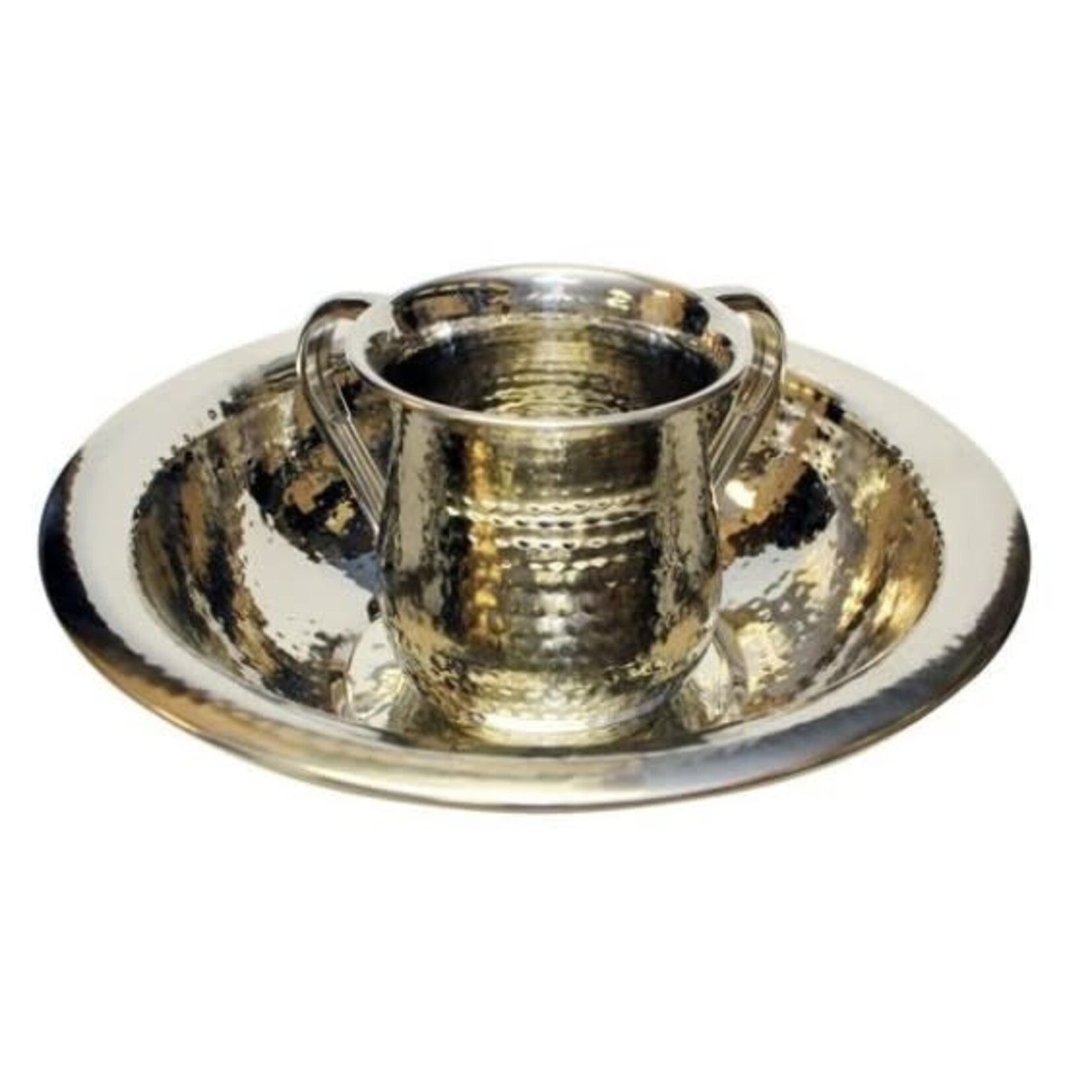 Washing Cup Set with Bowl, Hammered, Stainless Steel