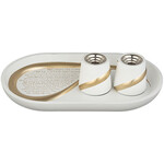 Candlesticks with Blessing, Polyresin, Off-White