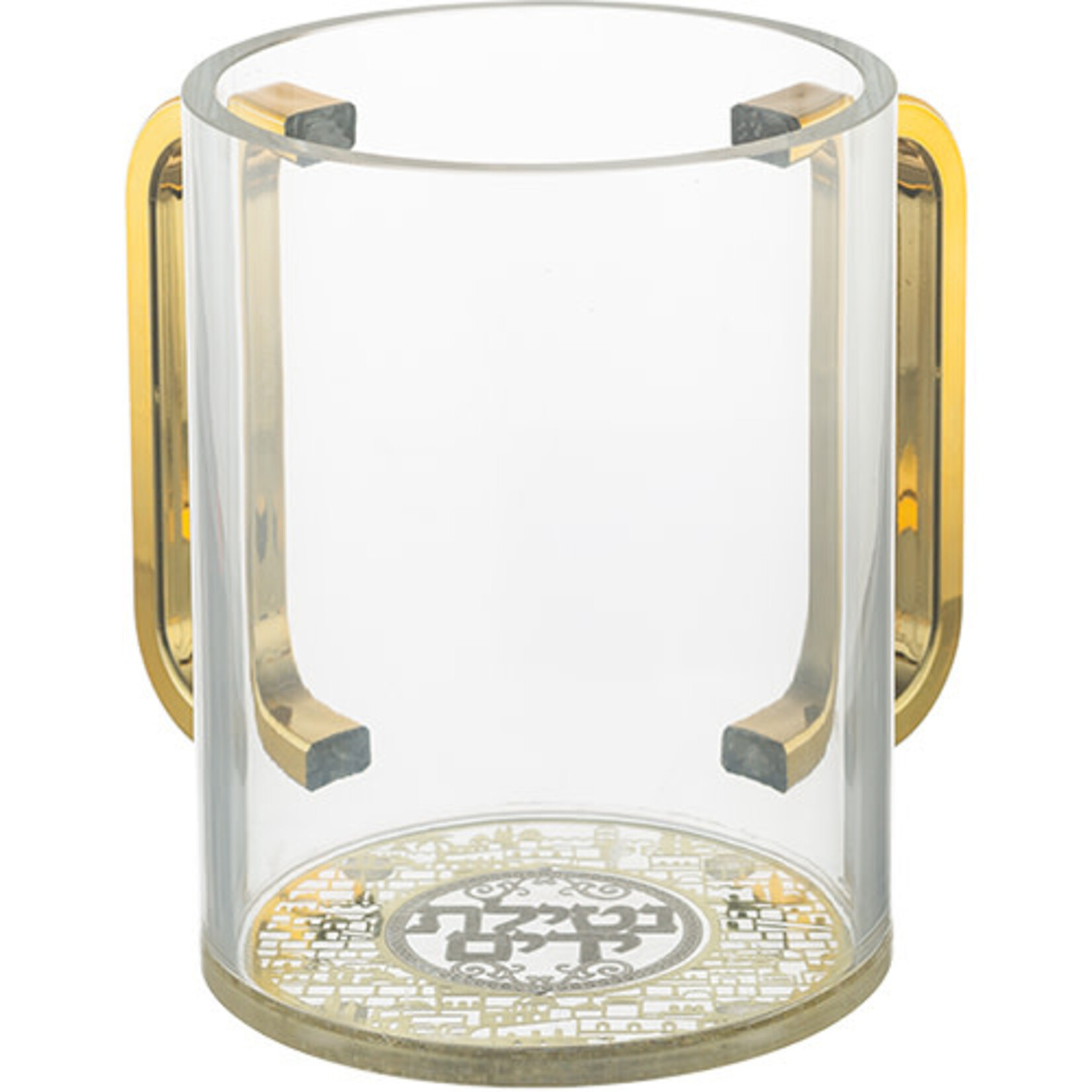 Washing Cup, Clear with Gold Handles